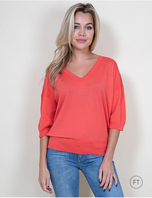 Anne Claire 3/4 mouw pull rood