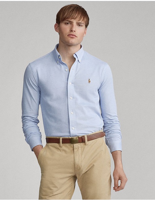 Standard Fit Knit Oxford Hemd Blauw