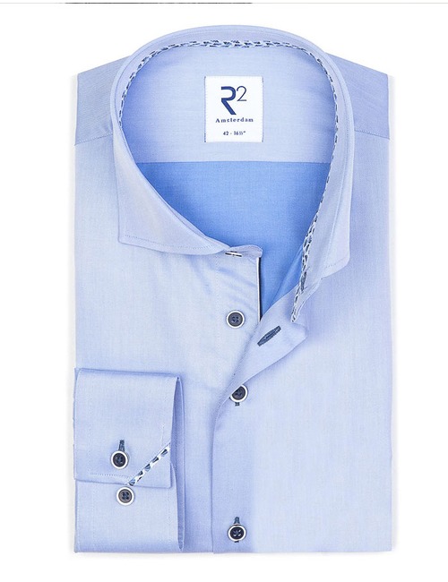 R2 modern fit hemd blauw