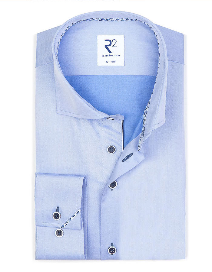 R2 modern fit hemd blauw