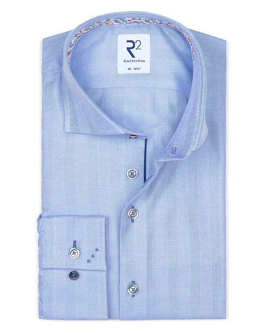 Modern Fit Hemd met visgraad Blauw