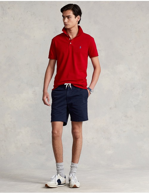 Slim Fit Stretch Mesh Polo Rood