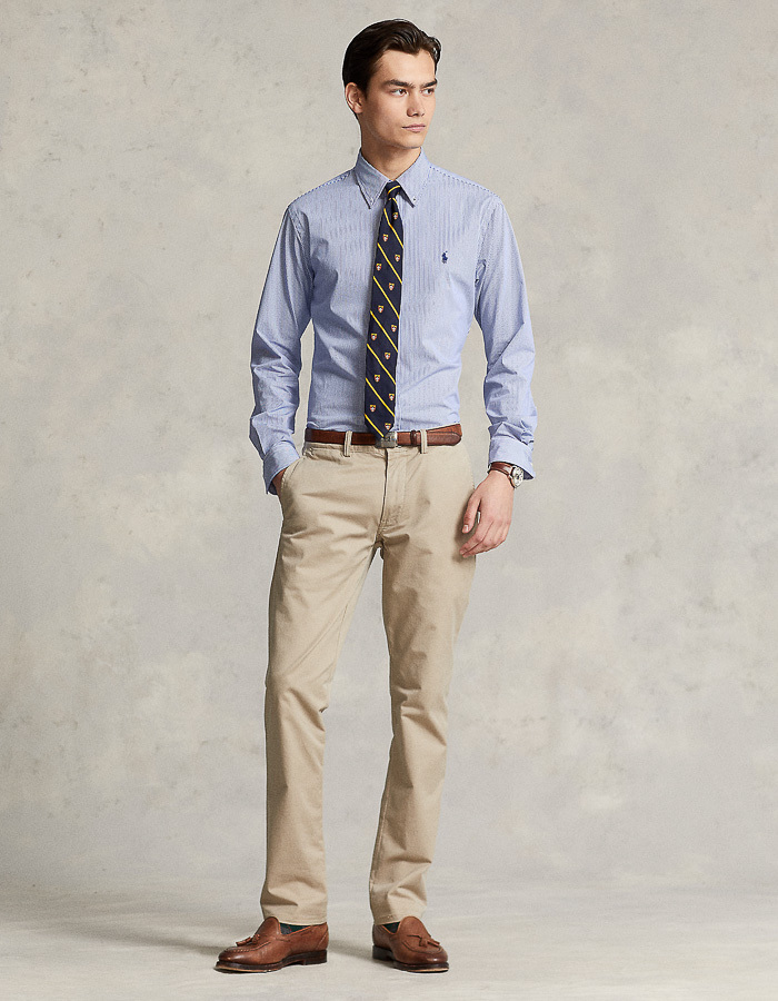 Custom fit gestreept stretch poplin Hemd