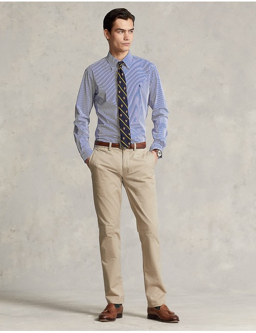 Custom fit gestreept stretch poplin Hemd