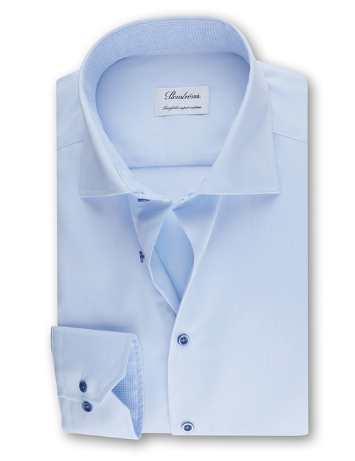 Fitted Body lichtblauw effen hemd Twofold Super Cotton