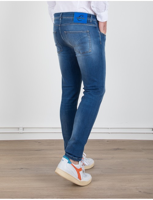 Camouflage slim fit jeans blauw