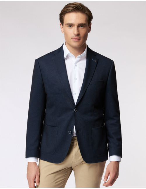 Regular Fit Jersey Blazer Donkerblauw