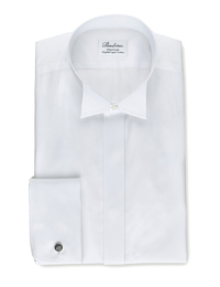 Fitted Body wit smokinghemd in twill met wing collar en Franse manchetten