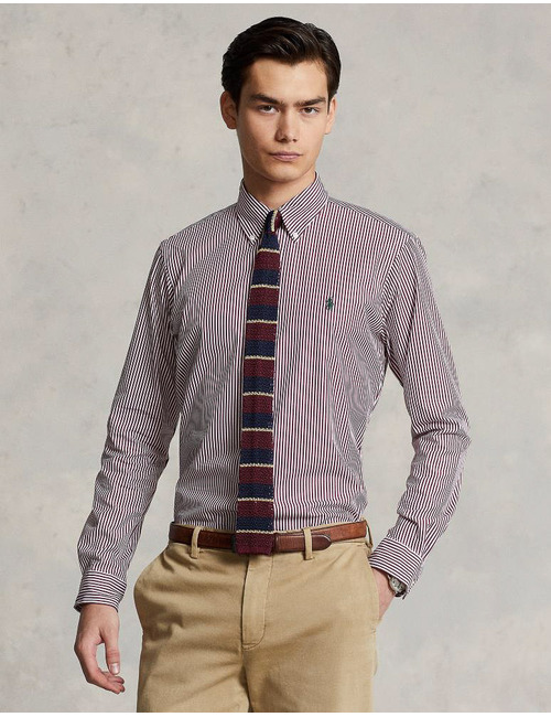 Slim Fit Striped Stretch Poplin Shirt