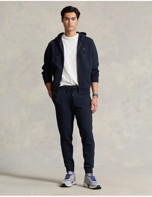 Double-knit hoodie met volledige rits  