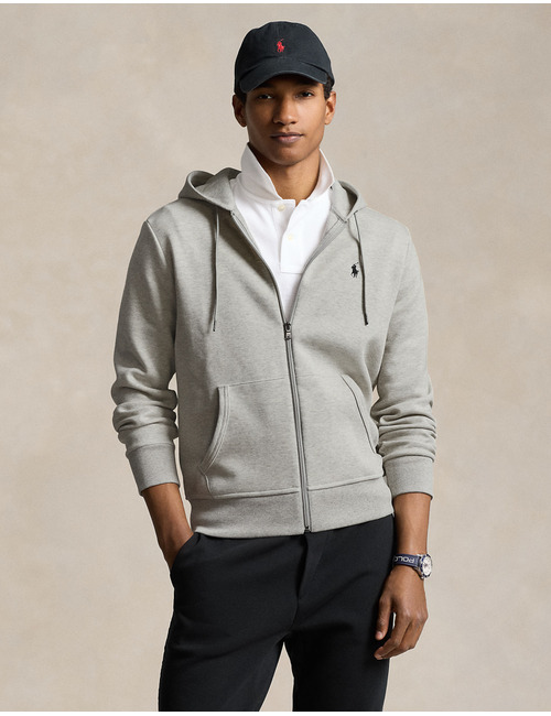 Double-knit hoodie met volledige rits  