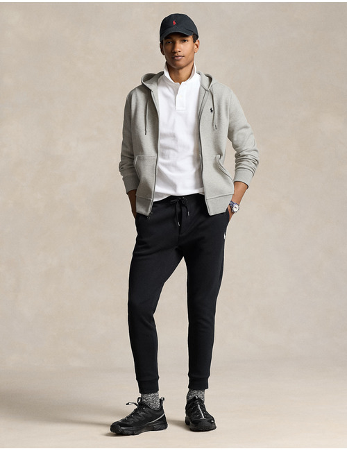 Double-knit hoodie met volledige rits  