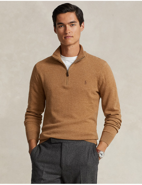 Wool Quarter-Zip Sweater Beige