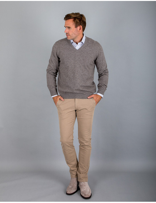Gran Sasso pull met v-hals bruin