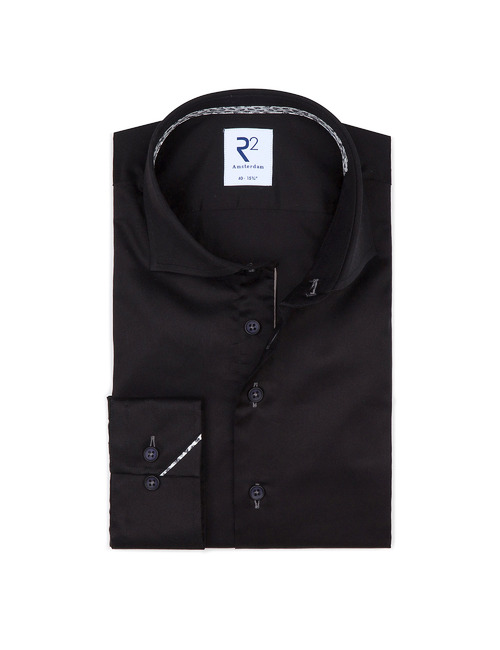 R2 modern fit hemd zwart