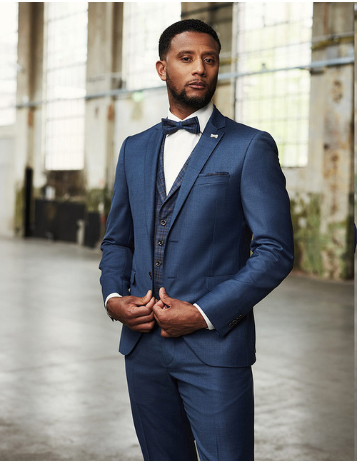  Slim fit driedelig kostuum in diepblauwe wol