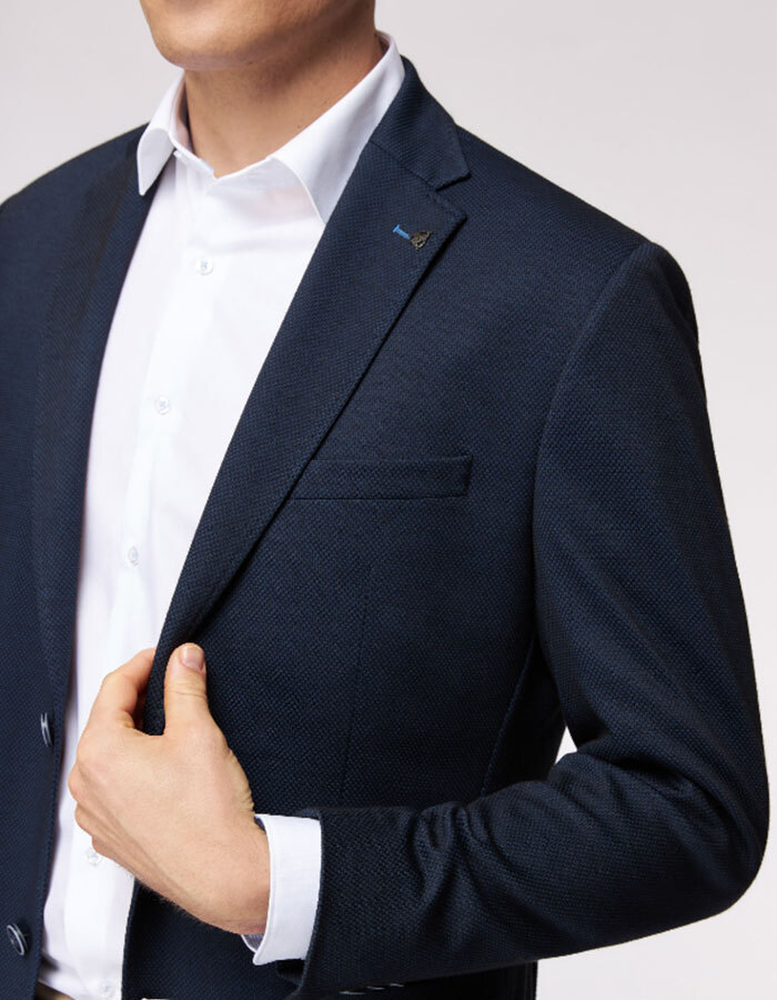 Regular Fit Jersey Blazer Donkerblauw