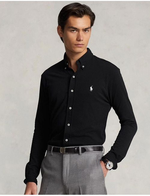 Standard Fit Vederlicht Mesh Overhemd Zwart