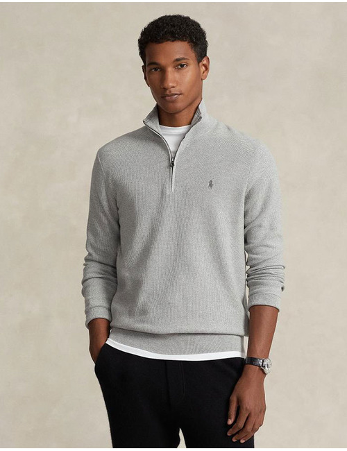 Ralph Lauren pull met korte rits grijs