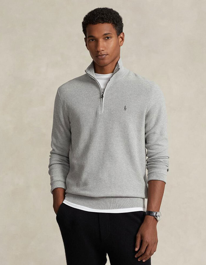 Ralph Lauren pull met korte rits grijs