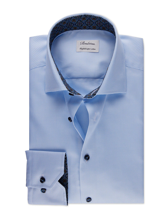 Fitted body Light Blue Contrast Twill Shirt