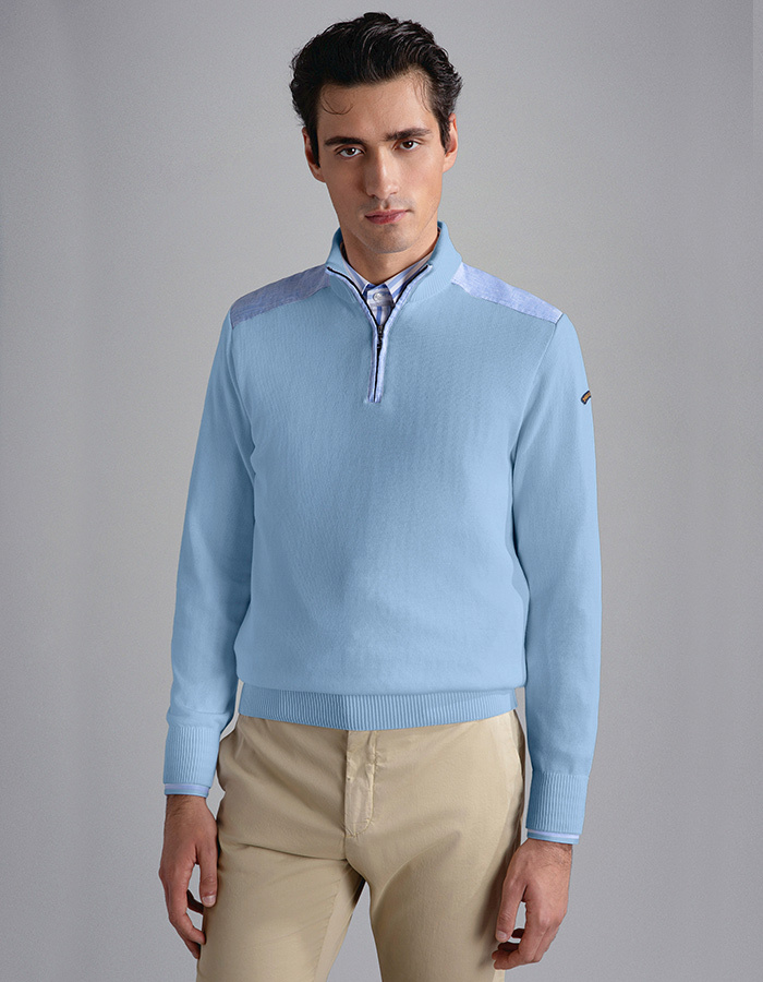 Fresco Cotton Sweater With Linen Details