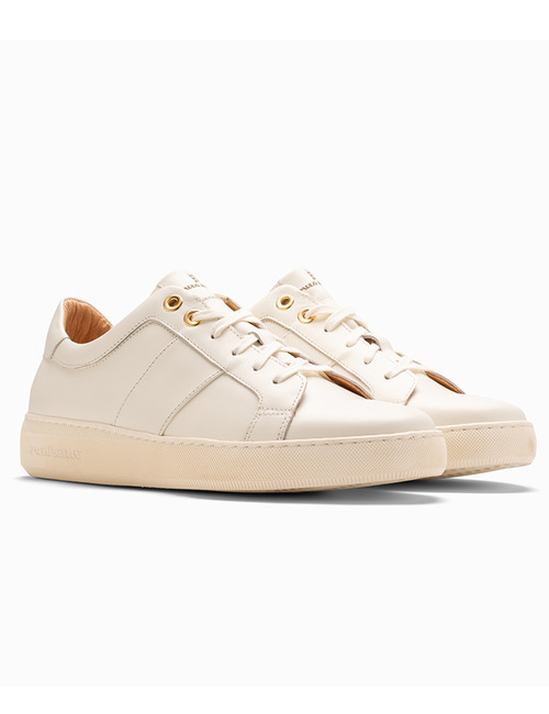 Ivory leren sneaker met uitneembaar voetbed – model Carpi  
