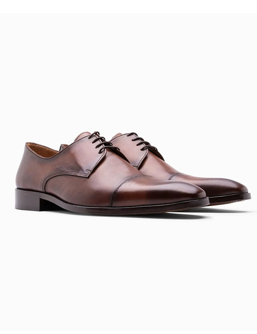 Donkerbruine lederen veterschoen – model Buti  