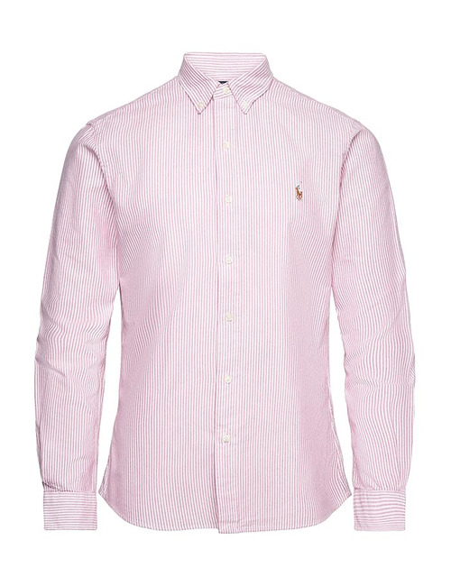 Slim fit gestreept oxford hemd roze