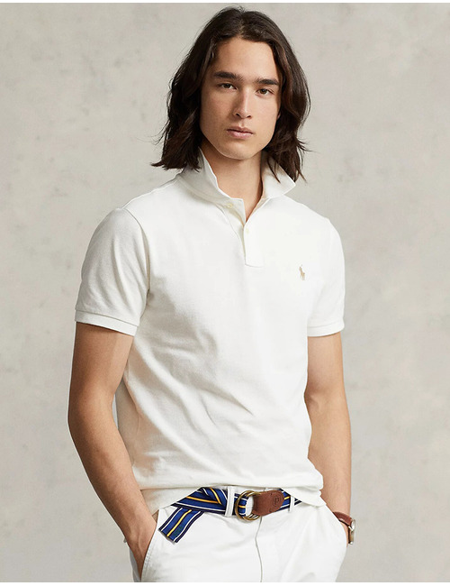 Custom Slim Fit Mesh Polo Ecru