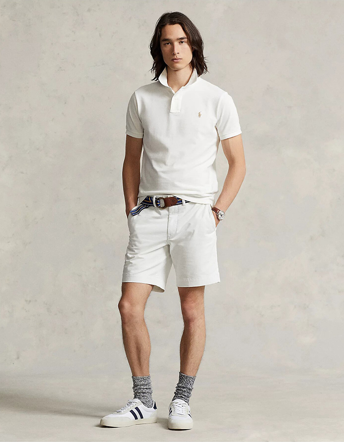 Custom Slim Fit Mesh Polo Ecru