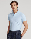 Custom Slim Fit Mesh Polo Lichtblauw