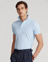Slim Fit Mesh Polo Lichtblauw