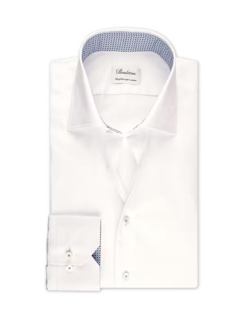 Fitted Body White Contrast Twill Shirt