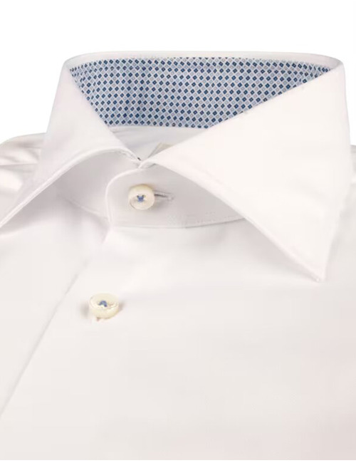 Fitted Body White Contrast Twill Shirt