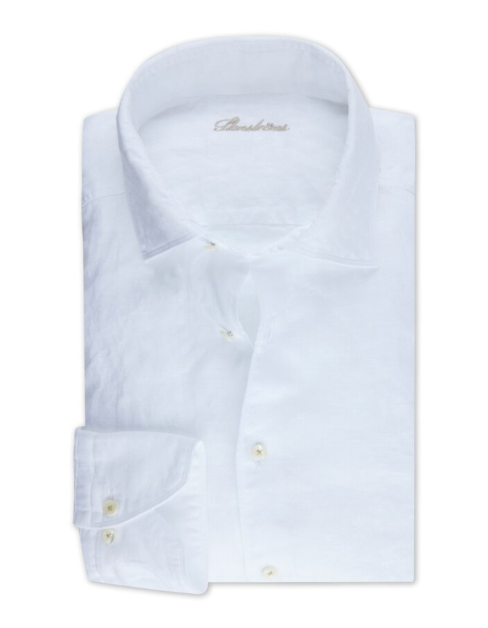 Fitted Body White Linen Shirt