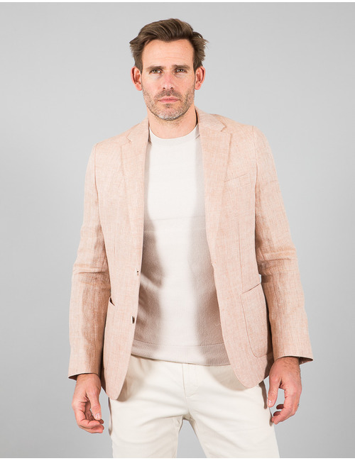 Zalmroze blazer in 100% linnen