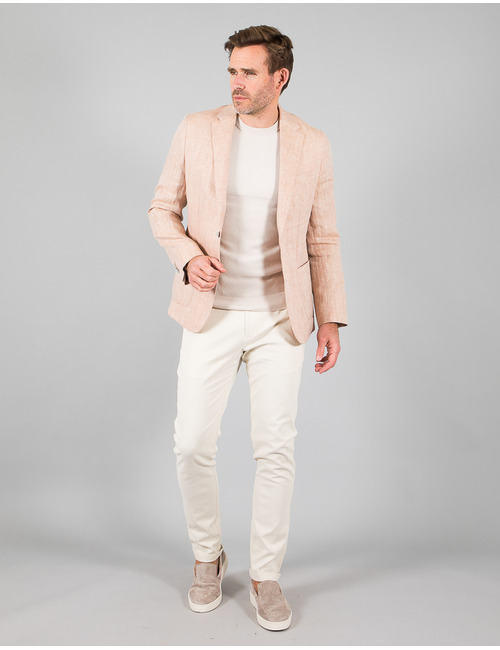 Zalmroze blazer in 100% linnen