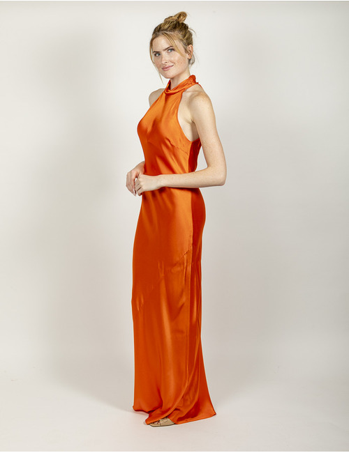 Semi Couture lang kleed oranje