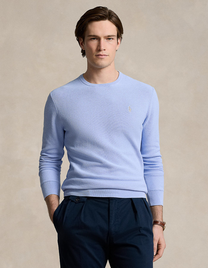 Textured Cotton Crewneck Sweater