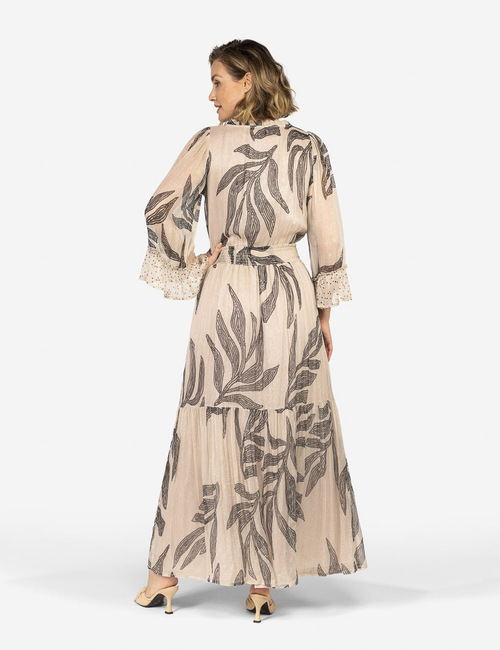 Beige ibana lang kleed bij Fashion Team DONSTON Gratis levering