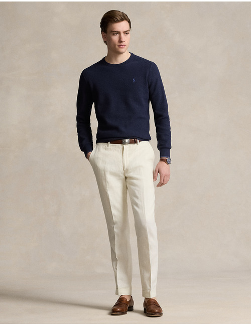 Mesh-Knit Cotton Crewneck Sweater – Lightweight & Textured  