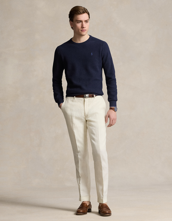 Mesh-Knit Cotton Crewneck Sweater – Lightweight & Textured  