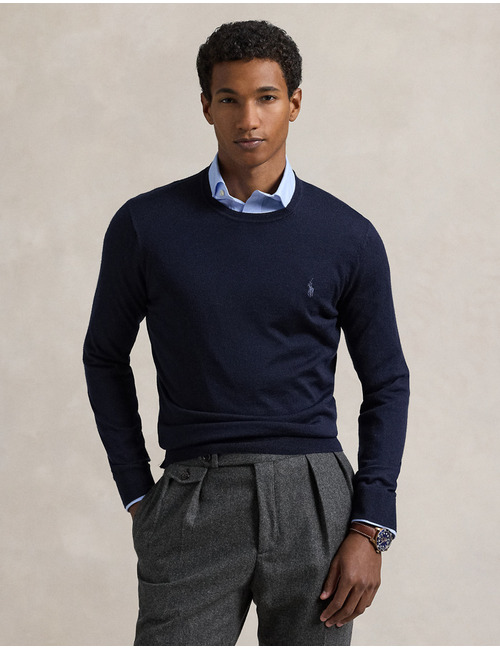 Slim fit wasbare wollen trui met ronde hals