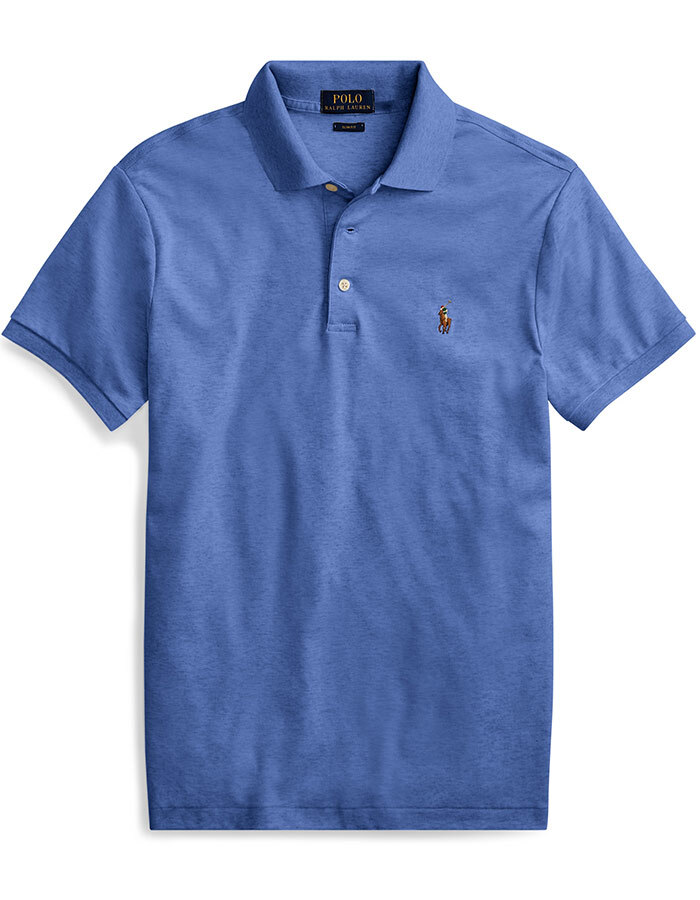 Slim Fit Soft Cotton Polo Blauw